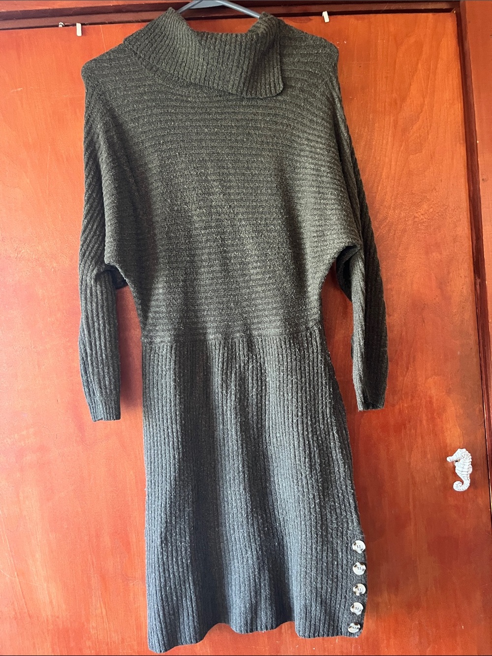 Harlow Grey Ribbed Turtleneck Sweater Dress